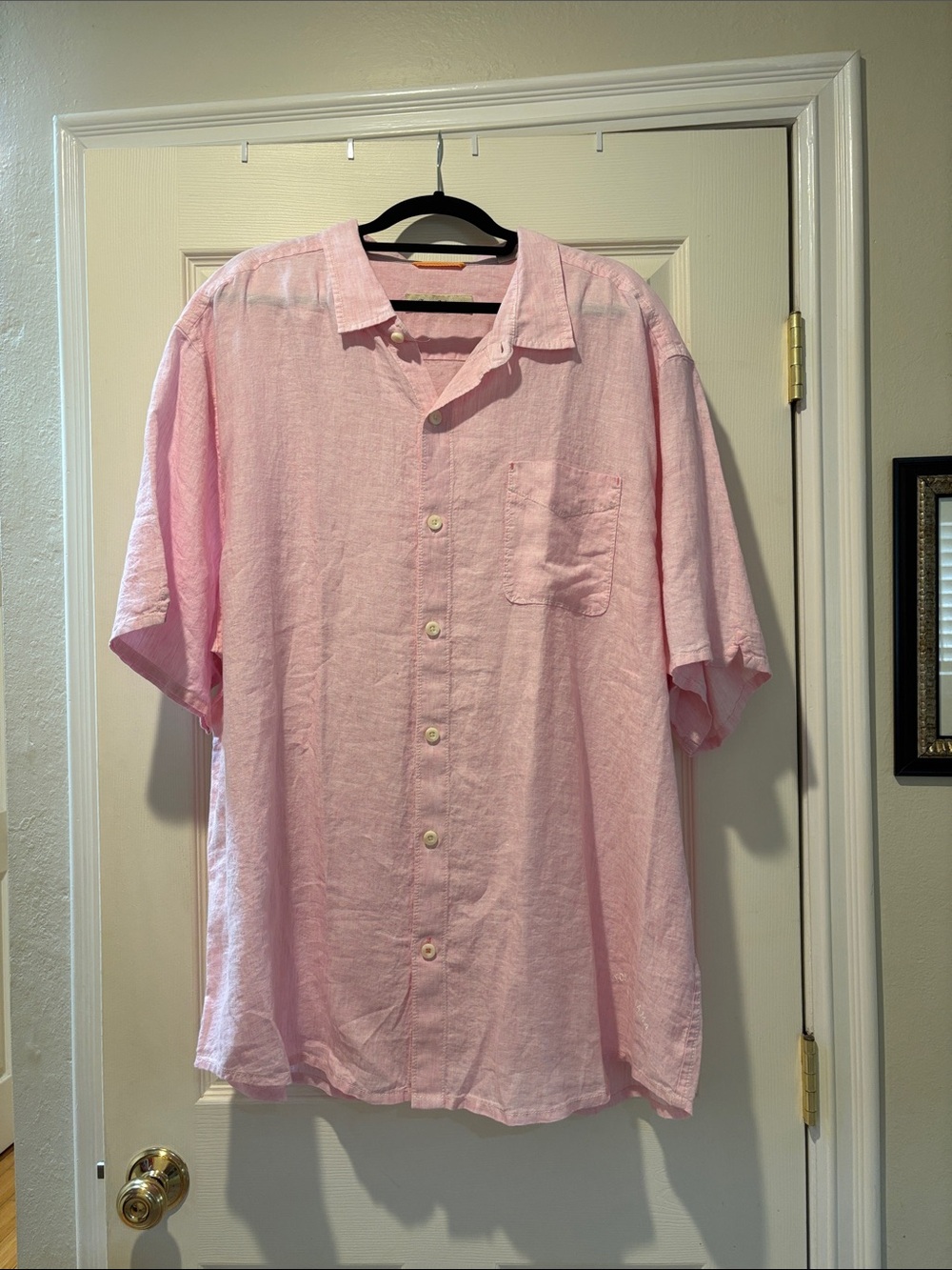 Tommy Bahama Pink Short-Sleeve Linen Button-Down Shirt